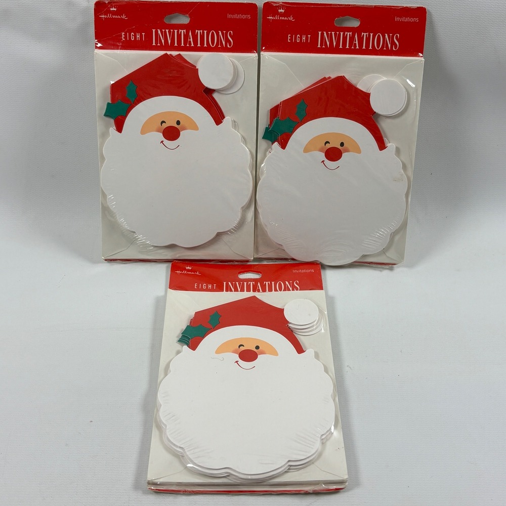 Vintage Hallmark Santa Claus Christmas Party Invitations 3 Packs 24 Total